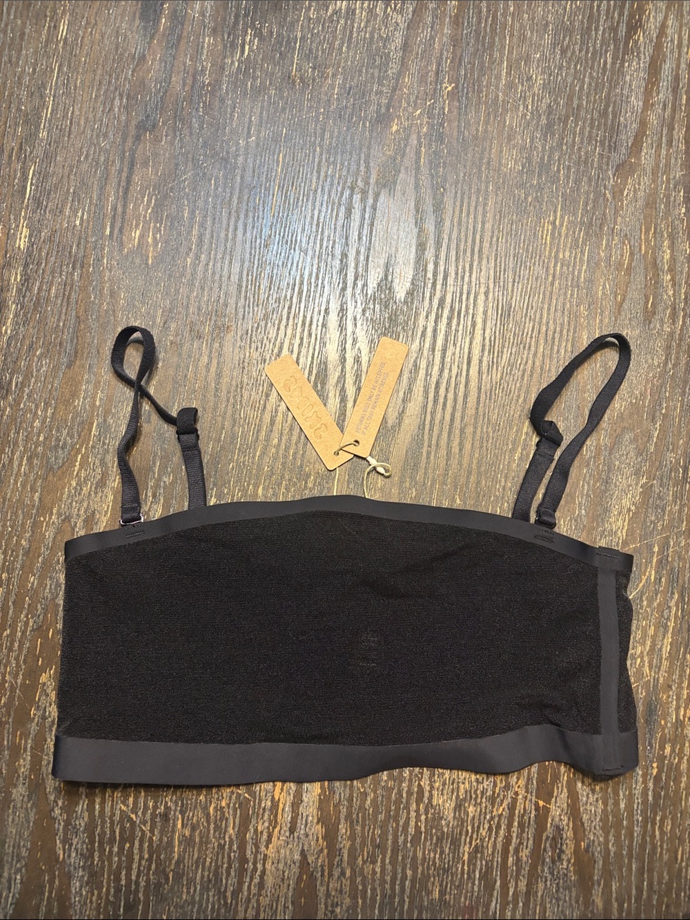 SKIMS Black mesh sheer small NWat Strapless-to-Strap Bandeau Bra